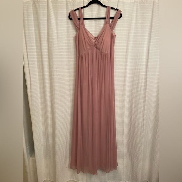 NEW Light Pink Chiffon Cold Shoulder Maternity Gown - Picture 5 of 7